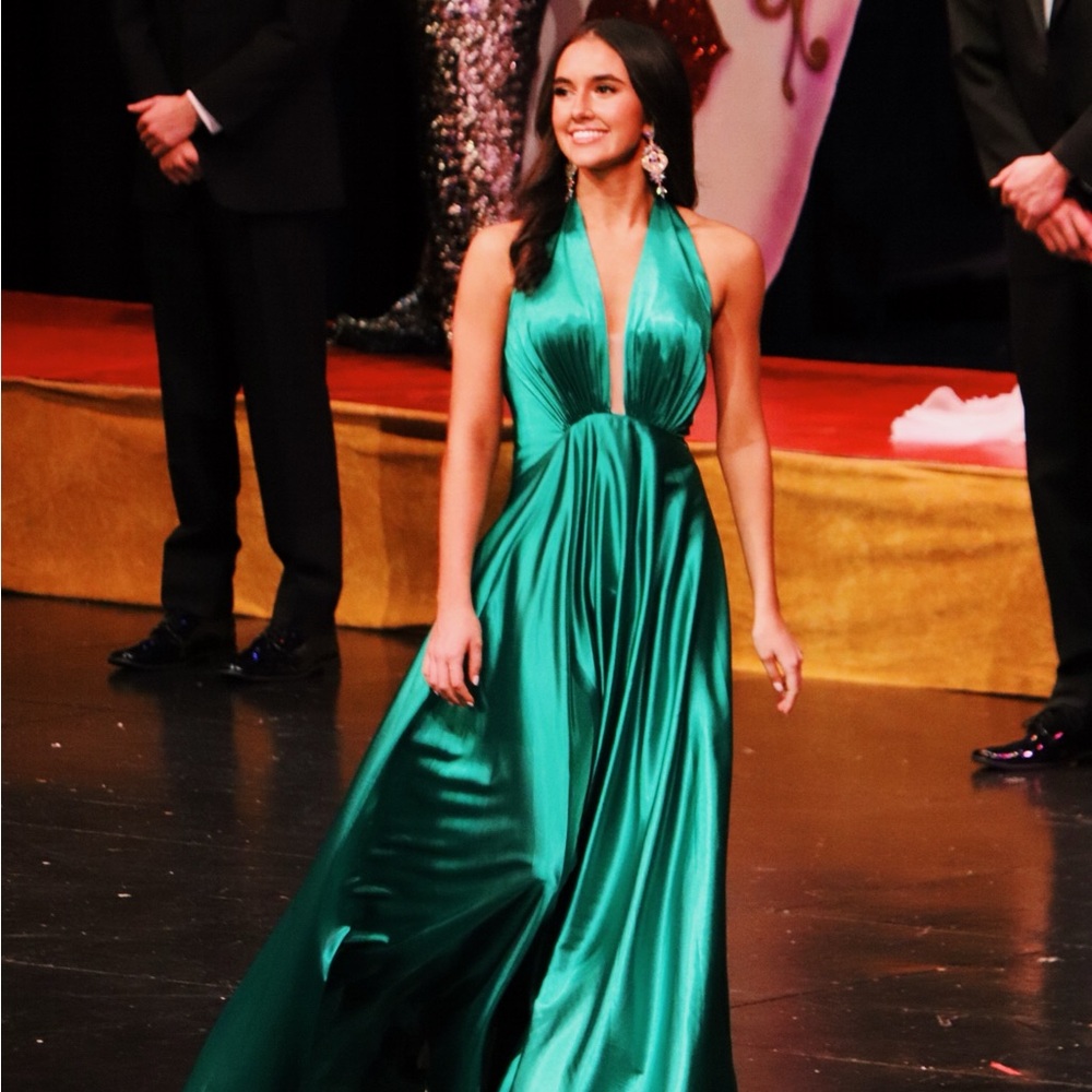 Sherri Hill Vibrant Green Halter Prom Dress. Altered from size 4 to 2.